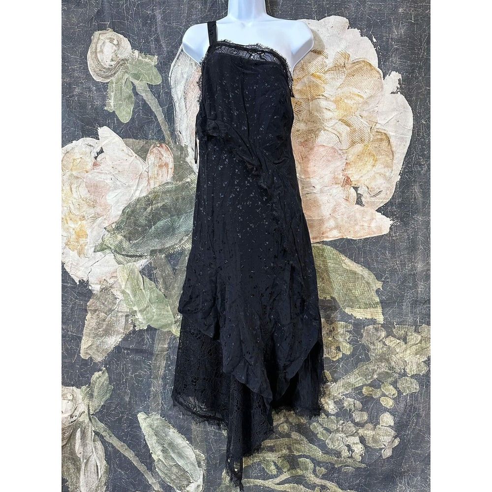 By Anthropologie Asymmetrical Lace Maxi Dress Size 6 - Picture 7 of 10